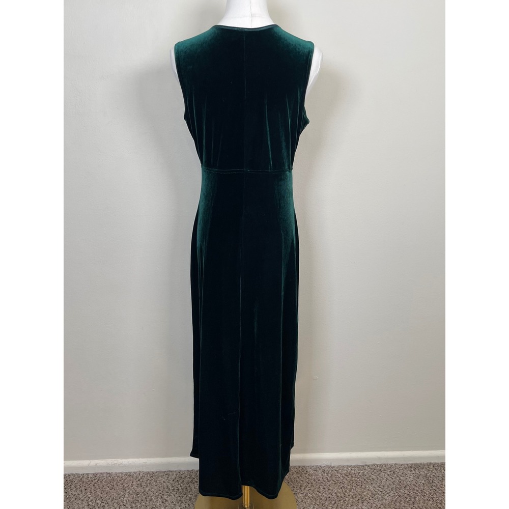 Vintage Rabbit Rabbit Rabbit Designs Velvet Maxi Dress 10P Green Whimsigoth 90s - Picture 6 of 11